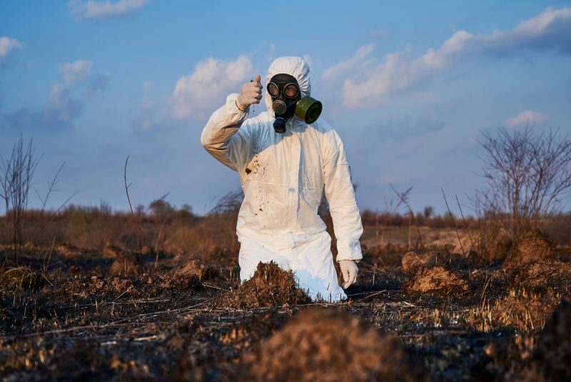 Friche industrielle, sol remanié d'un ancien site pollué